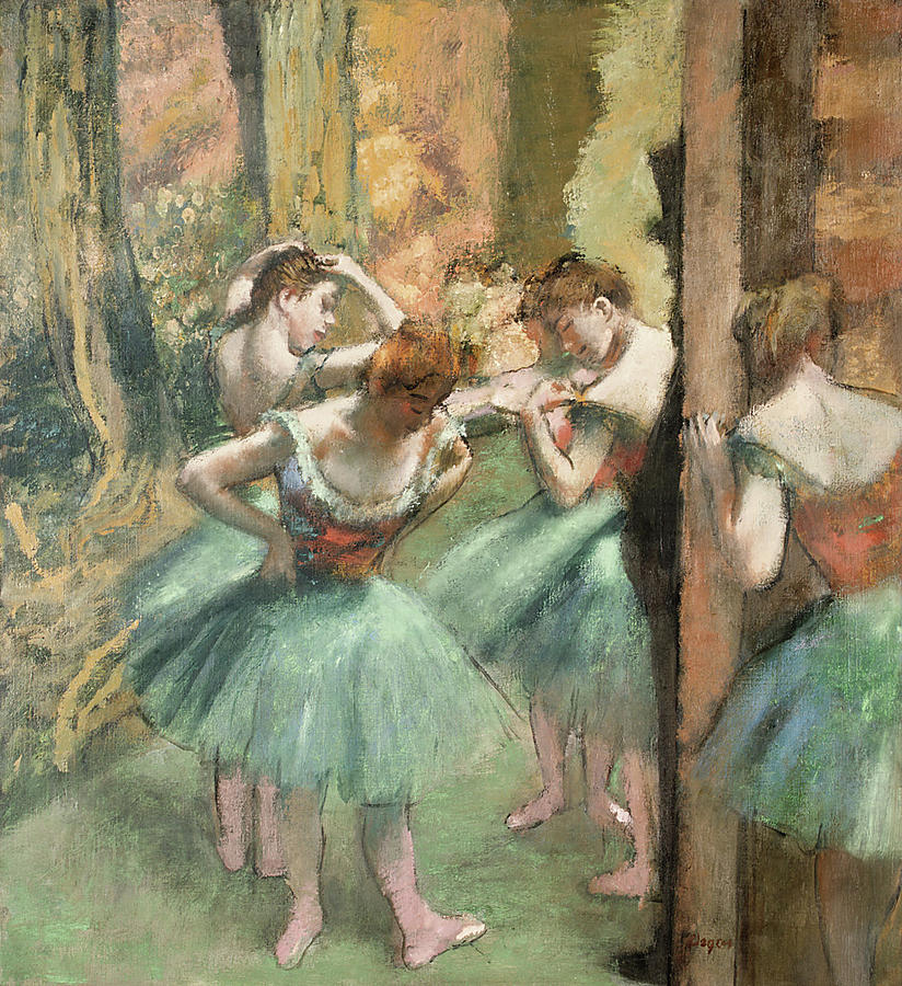 Dancers, Pink and Green Painting by MotionAge Designs Dancers, Pink and Green Painting by MotionAge Designs