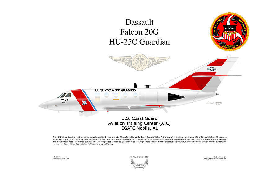 Dassault Falcon 20g HU-25C #2 Digital Art by Arthur Eggers