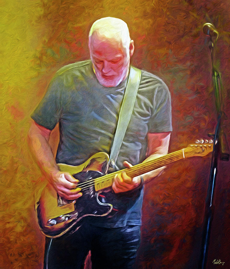 David Gilmour, Pink Floyd #2 Mixed Media by Mal Bray