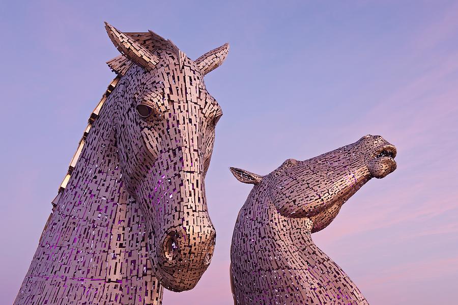Dawn at the Kelpies #2 Photograph by Stephen Taylor