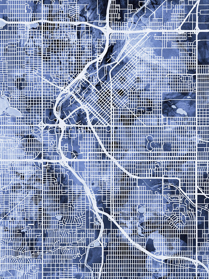 Denver Digital Art - Denver Colorado Street Map #2 by Michael Tompsett