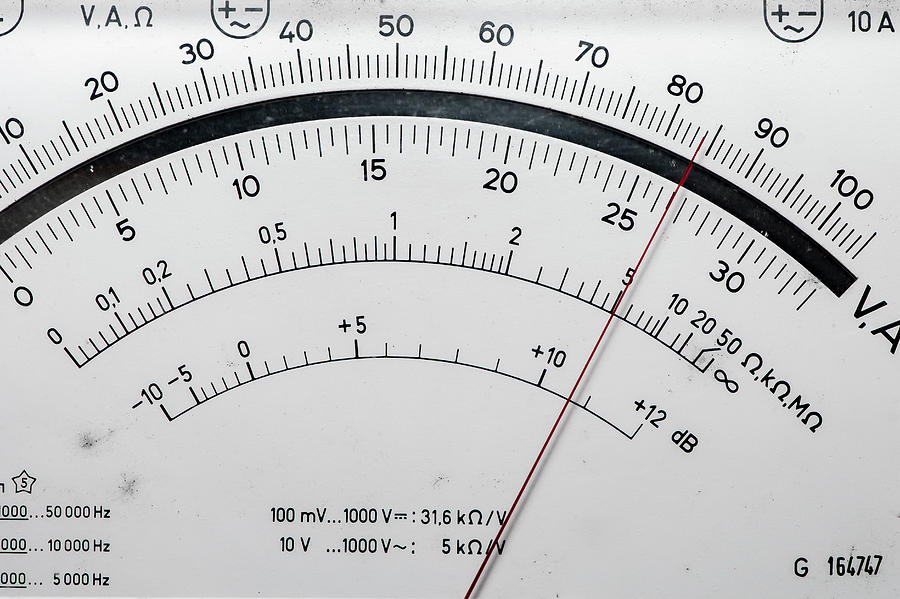 Detail of an analog voltmeter, pointer scale #2 Photograph by Stefan Rotter  - Pixels