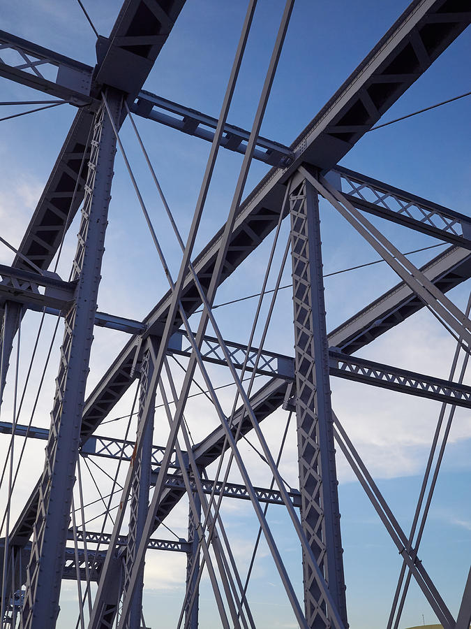 Detail Of Painted Riveted Bridge Against Blue Sky. Photograph By Nelson 