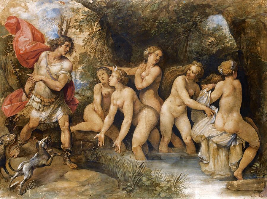 Diana and Actaeon #2 Painting by Giuseppe Cesari