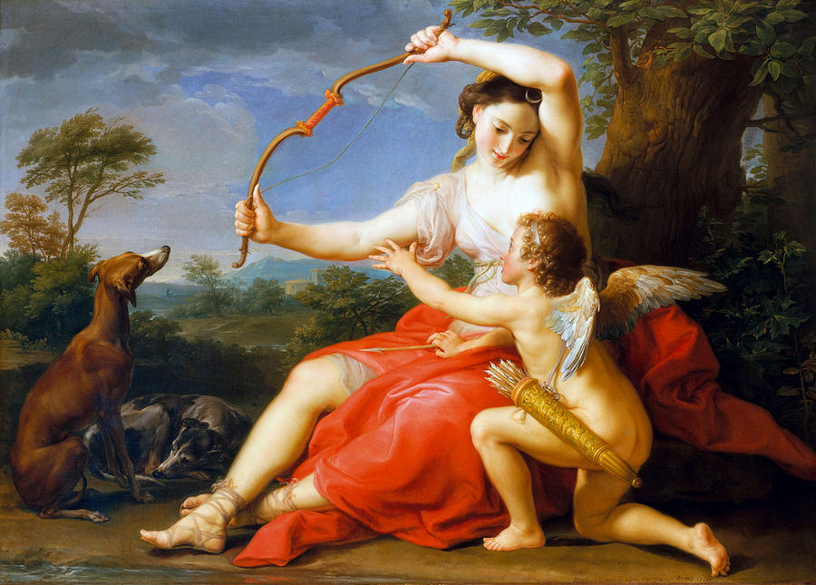 Diana and Cupid #3 Painting by Pompeo Batoni
