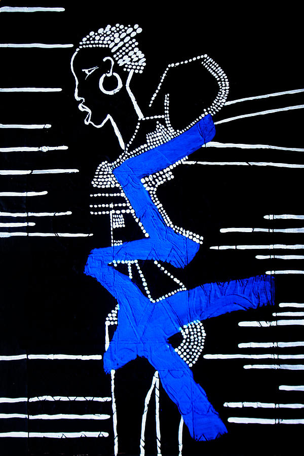 Dinka in Blue - South Sudan #2 Painting by Gloria Ssali