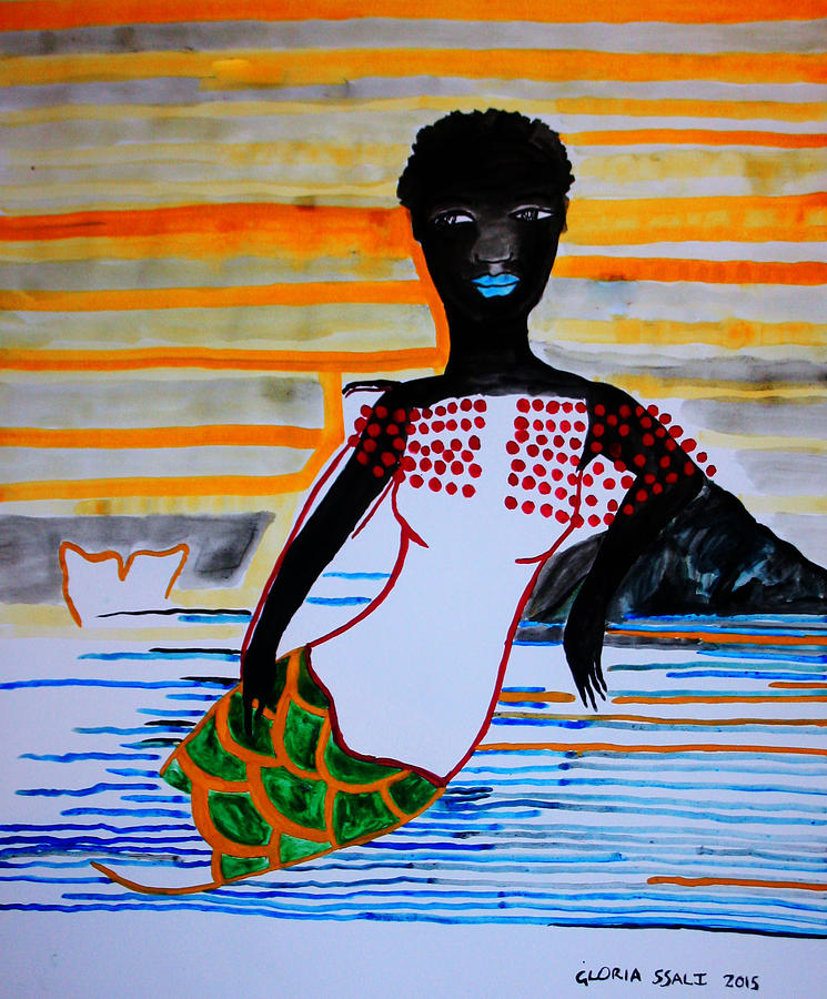 Dinka Mermaid - South Sudan #2 Painting by Gloria Ssali
