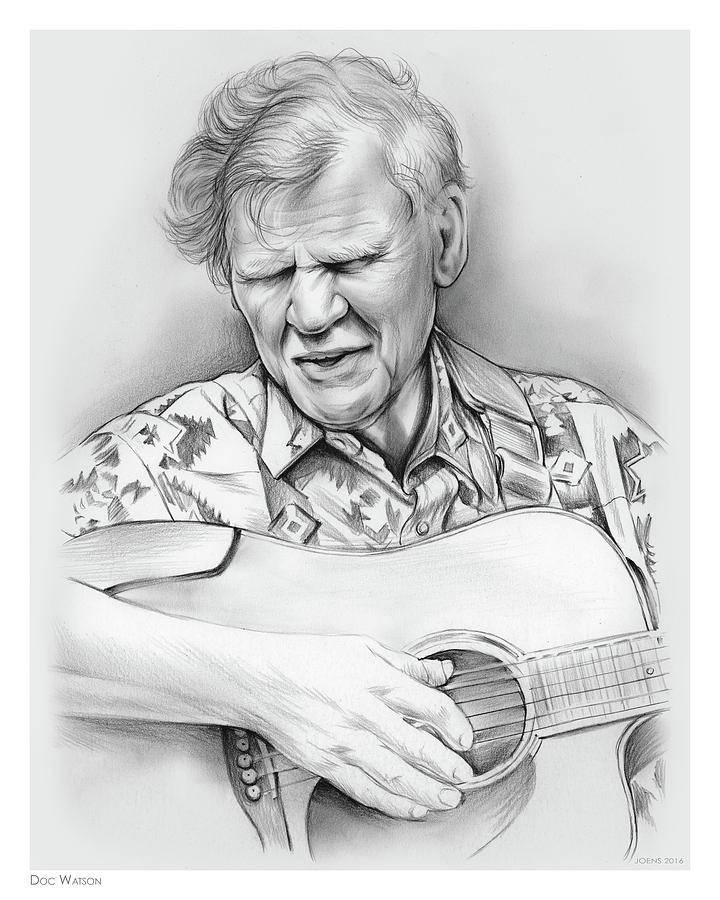 Doc Watson #2 Drawing by Greg Joens