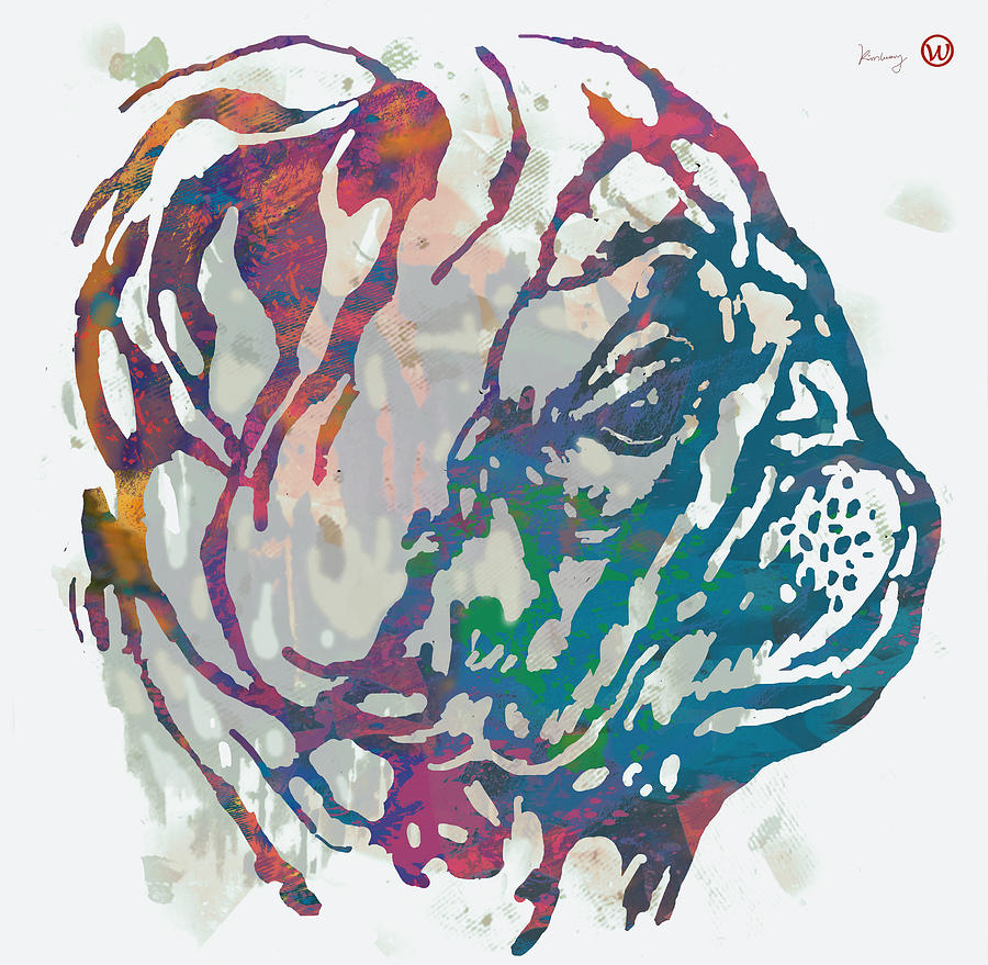 Portrait Drawing - Dog pop modern etching art poster #2 by Kim Wang
