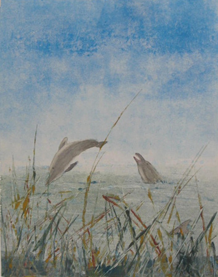 Dolphin Painting - Dolphin Frolic by Libby Cagle Dolphin Painting - Dolphin Frolic by Libby Cagle