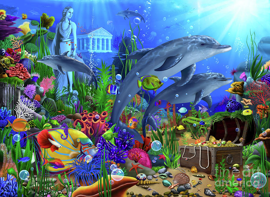 Dolphins Undersea Domain #2 Digital Art by MGL Meiklejohn Graphics Licensing