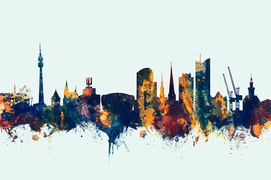 Skyline Digital Art - Dortmund Germany Skyline #2 by Michael Tompsett