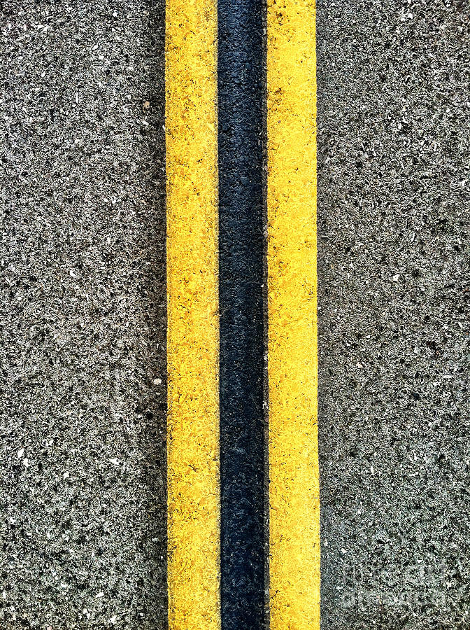 Transportation Photograph - Double Yellow Road Lines #2 by Bryan Mullennix