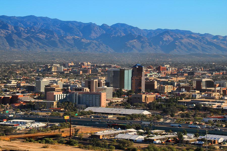 Downtown Tucson From A Mountain Photograph by Kathryn Meyer - Pixels