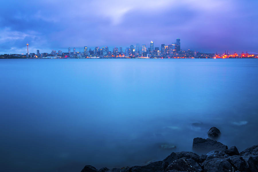 Dramatic View Of Seattle Skyline After Rain Storms #2 Photograph by Alex Grichenko