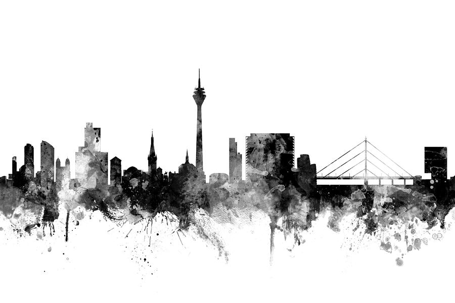 Dusseldorf Germany Skyline #2 Digital Art by Michael Tompsett