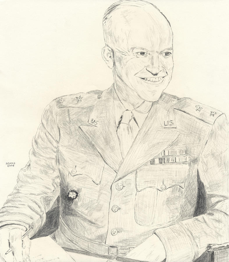 Dwight D. Eisenhower Drawing - Dwight D. Eisenhower #2 by Dennis Larson