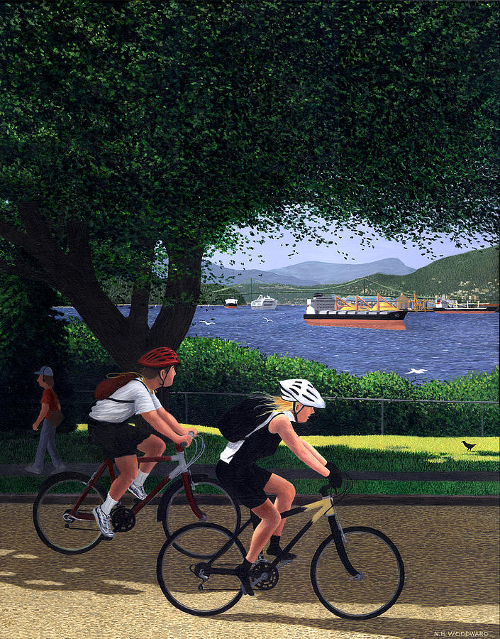 Bicycle Painting - East Van Bike Ride #2 by Neil Woodward
