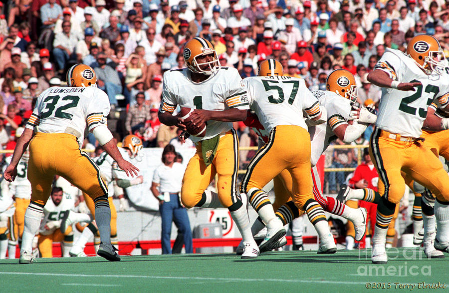 Edmonton Eskimos Football - Warren Moon Passing 1983 by Terry Elniski