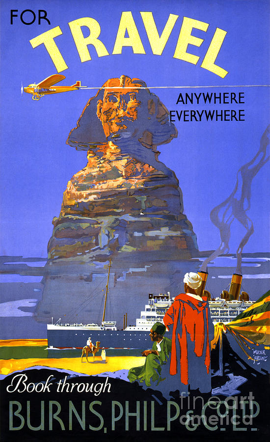 Vintage Painting - Egypt vintage travel poster Restored #2 by Vintage Treasure