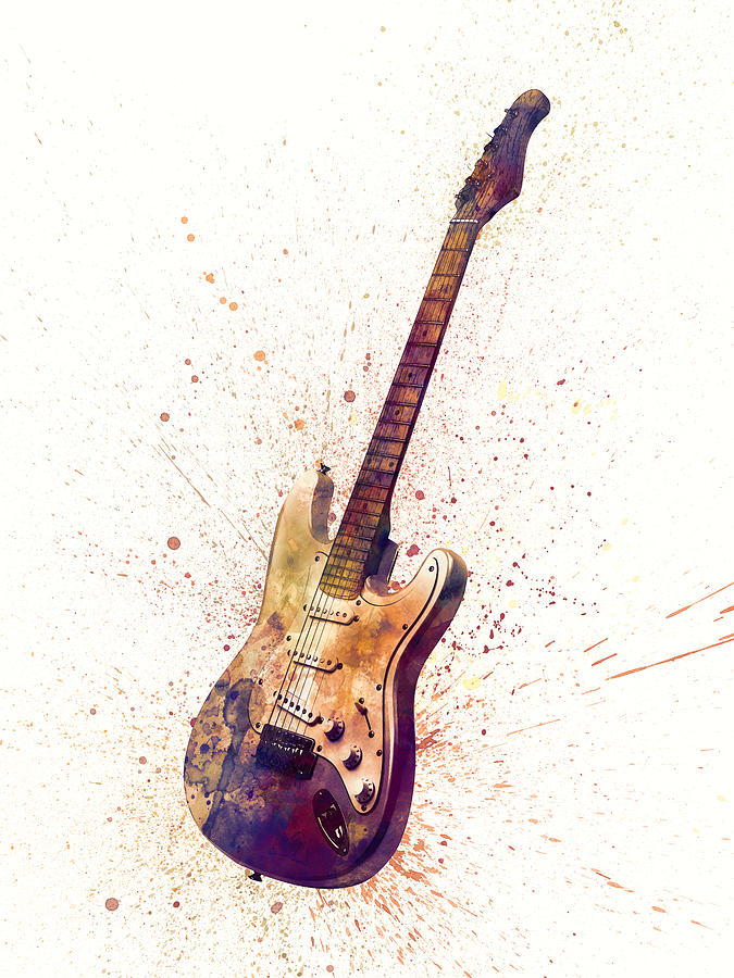 Electric Guitar Digital Art - Electric Guitar Abstract Watercolor by Michael Tompsett