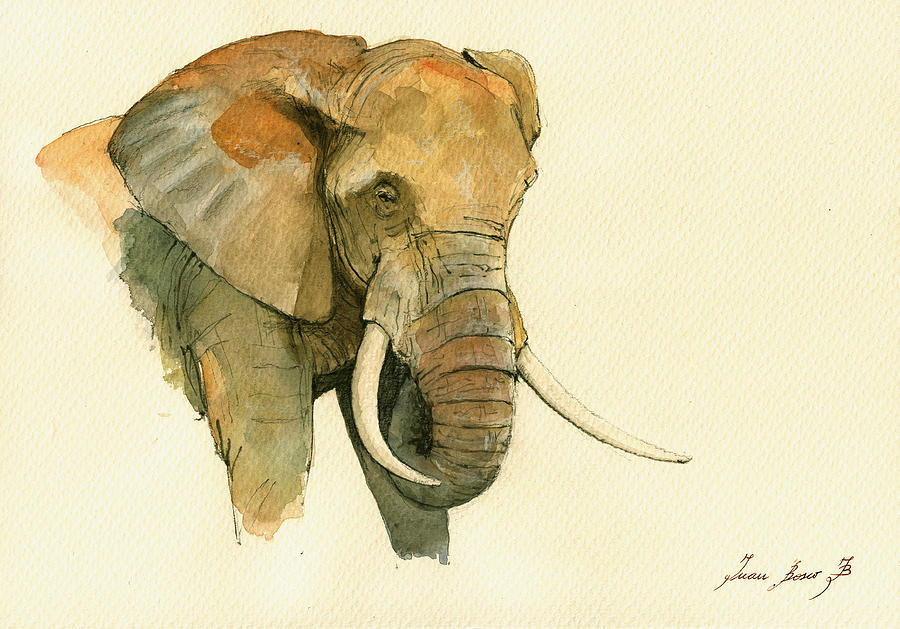 Elephant Watercolor Painting - Elephant painting           #2 by Juan  Bosco