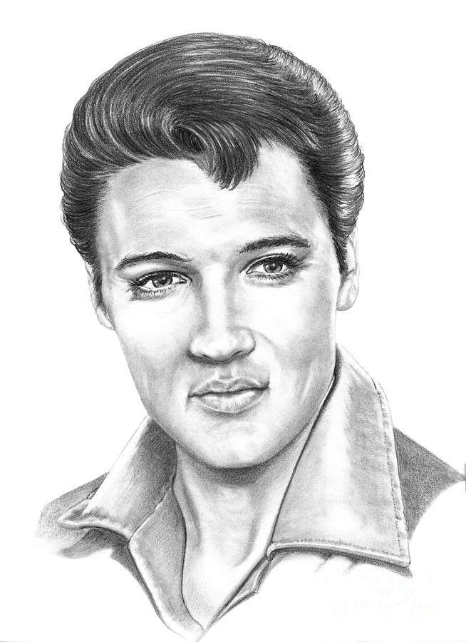 elvis black and white drawing