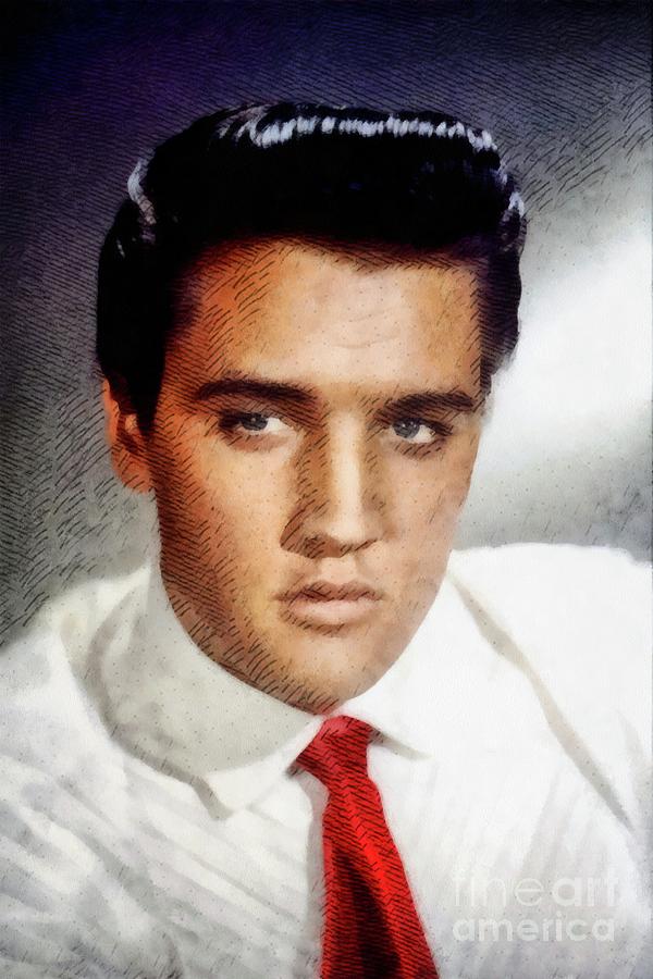 Music Painting - Elvis Presley, Rock and Roll Legend #2 by Esoterica Art Agency