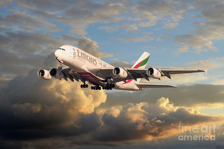 Emirates Airbus A380 Digital Art by Airpower Art