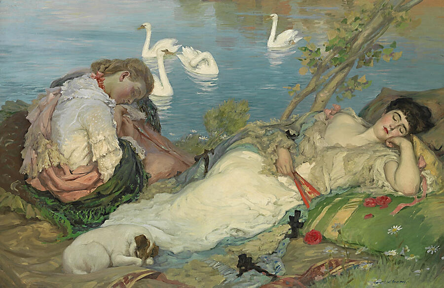 Endormies, from circa 1904 Painting by Rupert Bunny