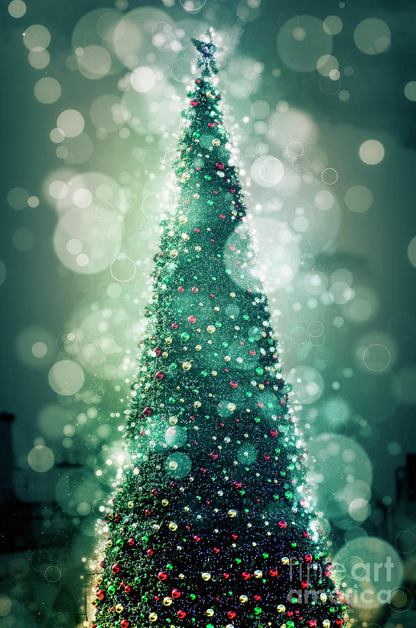 Christmas Photograph - Enhanced Christmas tree  #2 by Humorous Quotes