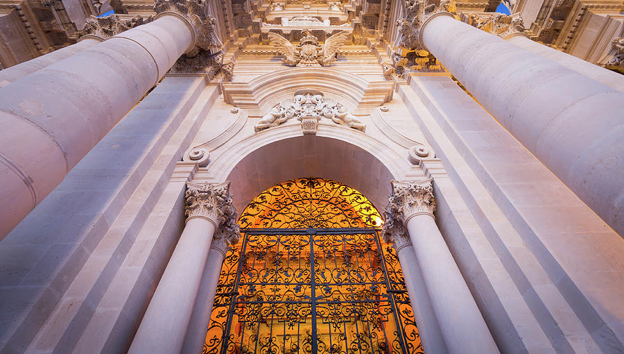 Entrance of the Syracuse baroque Cathedral in Sicily - Italy #2 Photograph by Paolo Modena