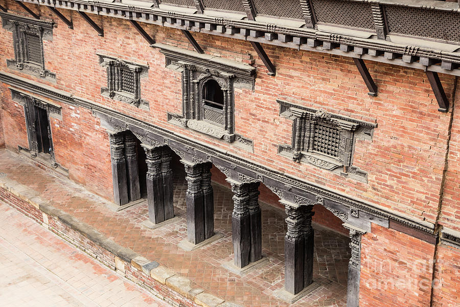 Facade of an ancient traditional Newar building in Patan Durbar  #2 Photograph by Didier Marti