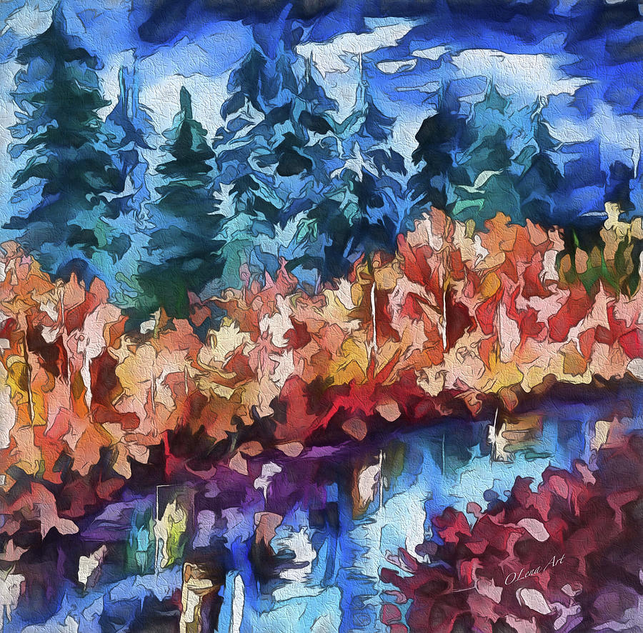 Fall in the Rockies #2 Painting by Lena Owens - OLena Art Vibrant Palette Knife and Graphic Design