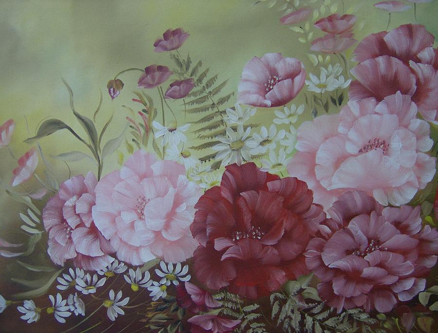 Family Flowers #2 Painting by Leslie Manley