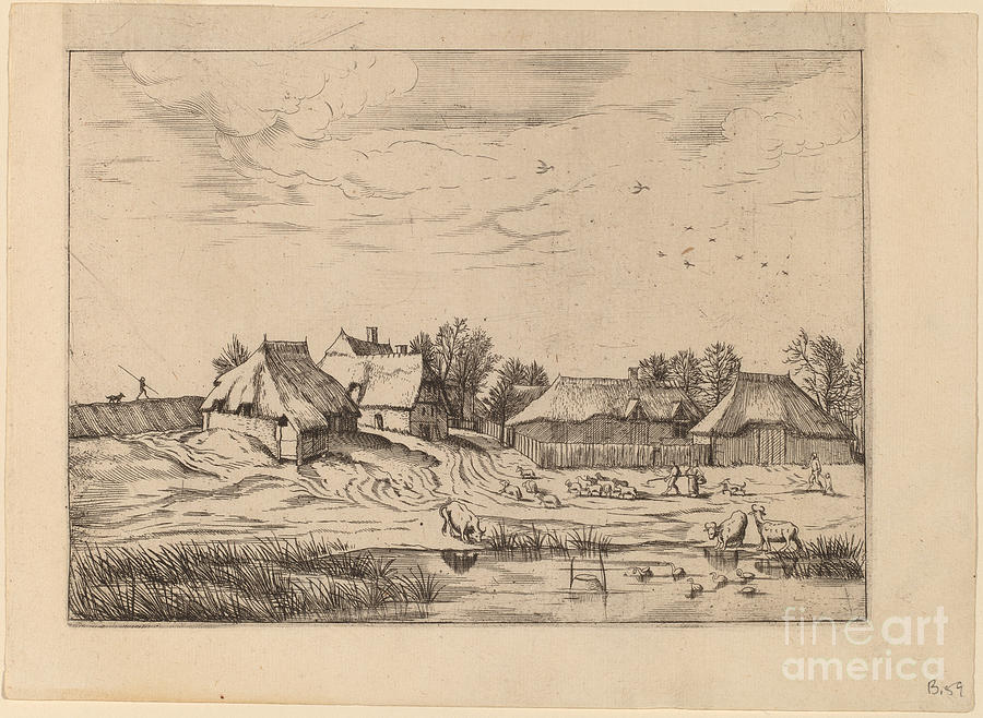 Farms #2 Drawing by Johannes Van Doetechum, The Elder And Lucas Van Doetechum After Master Of The Small Landscapes