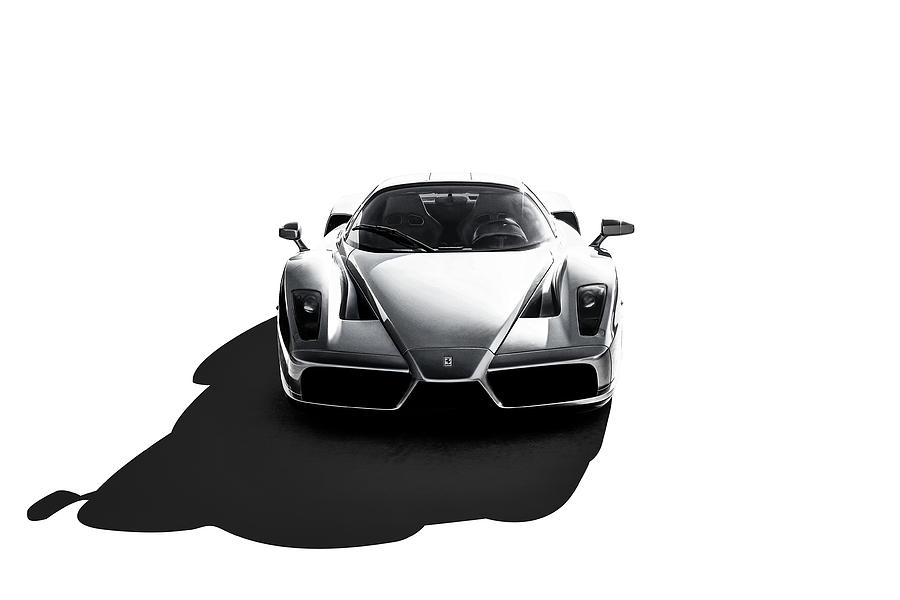 Black And White Digital Art - Ferrari Enzo #2 by Douglas Pittman
