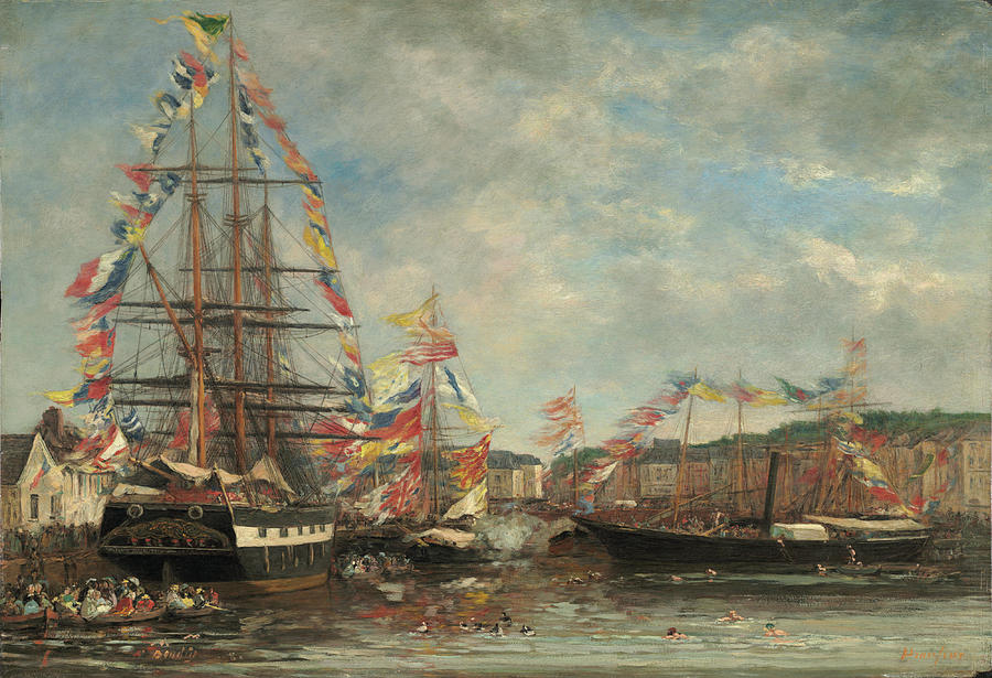 Festival In The Harbor Of Honfleur Painting
