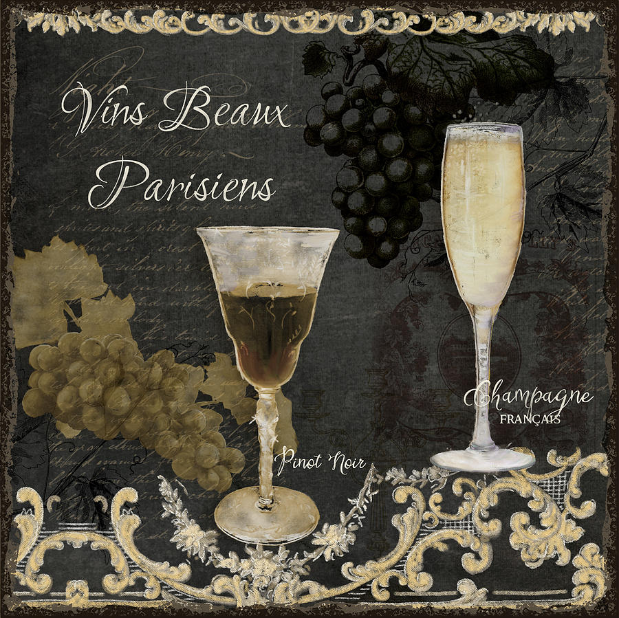 Fine French Wines - Vins Beaux Parisiens #1 Painting by Audrey Jeanne Roberts