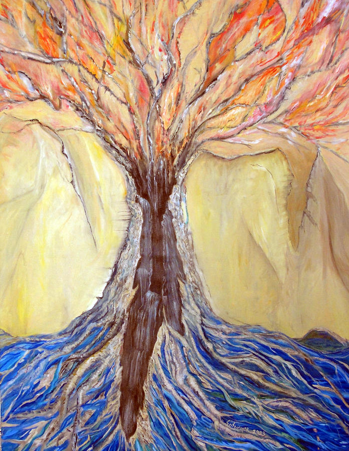 Fire Tree Painting by Gladiola Sotomayor