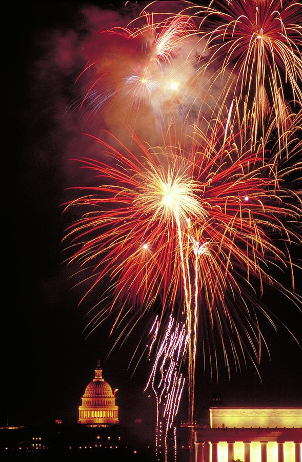 Fireworks Over The Washington Mall Photograph