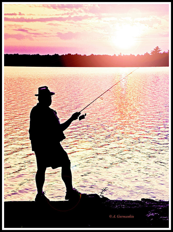 Fisherman, Silhouette at Sunset #2 Photograph by A Macarthur Gurmankin