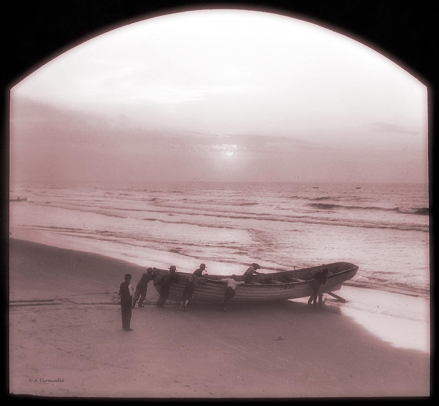 Fishermen Heading Out, Holly Beach, New Jersey, 1900 #2 Photograph by A Macarthur Gurmankin