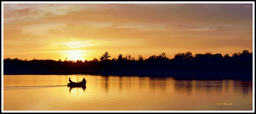 Fishermen on a Lake at Sunset #2 Photograph by A Macarthur Gurmankin