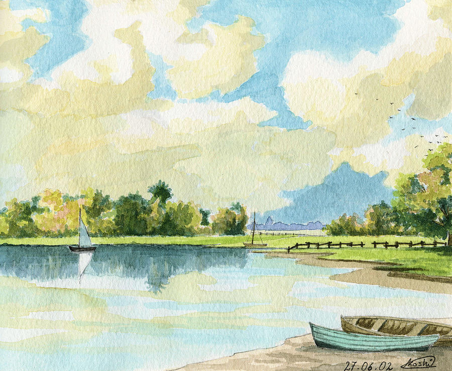 Fishing Lake Painting