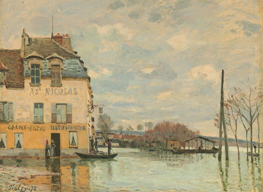 Vintage Painting - Flood at Port - Marly #2 by Mountain Dreams