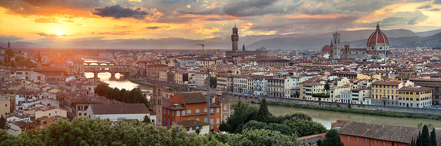 Florence skyline sunset #2 Photograph by Songquan Deng