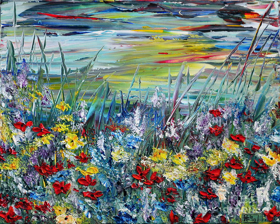Flower Painting - Flower Field #1 by Teresa Wegrzyn