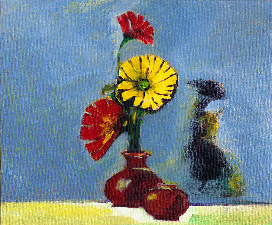 Flowers in Vase #2 Painting by Anil Nene