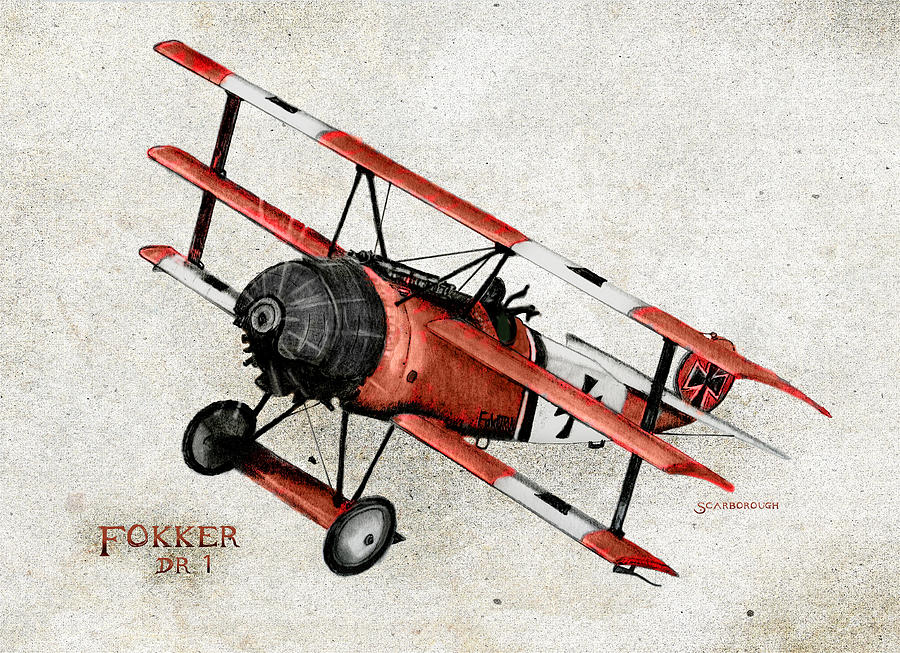 Airplane Digital Art - Fokker DR 1 1917 #2 by Larry Scarborough